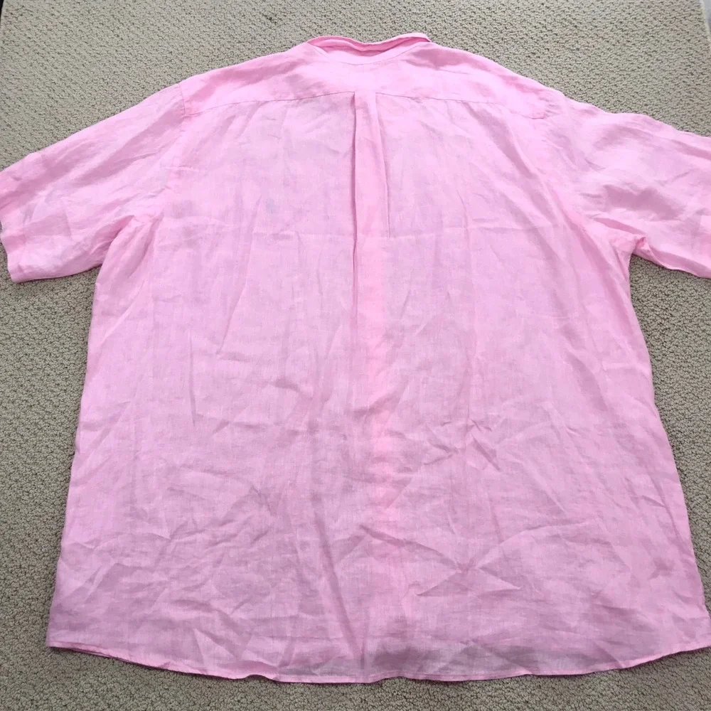 Polo Ralph Lauren Mens 4XLT Pink 100% Linen Short Sleeve Button Down Shirt NWT
